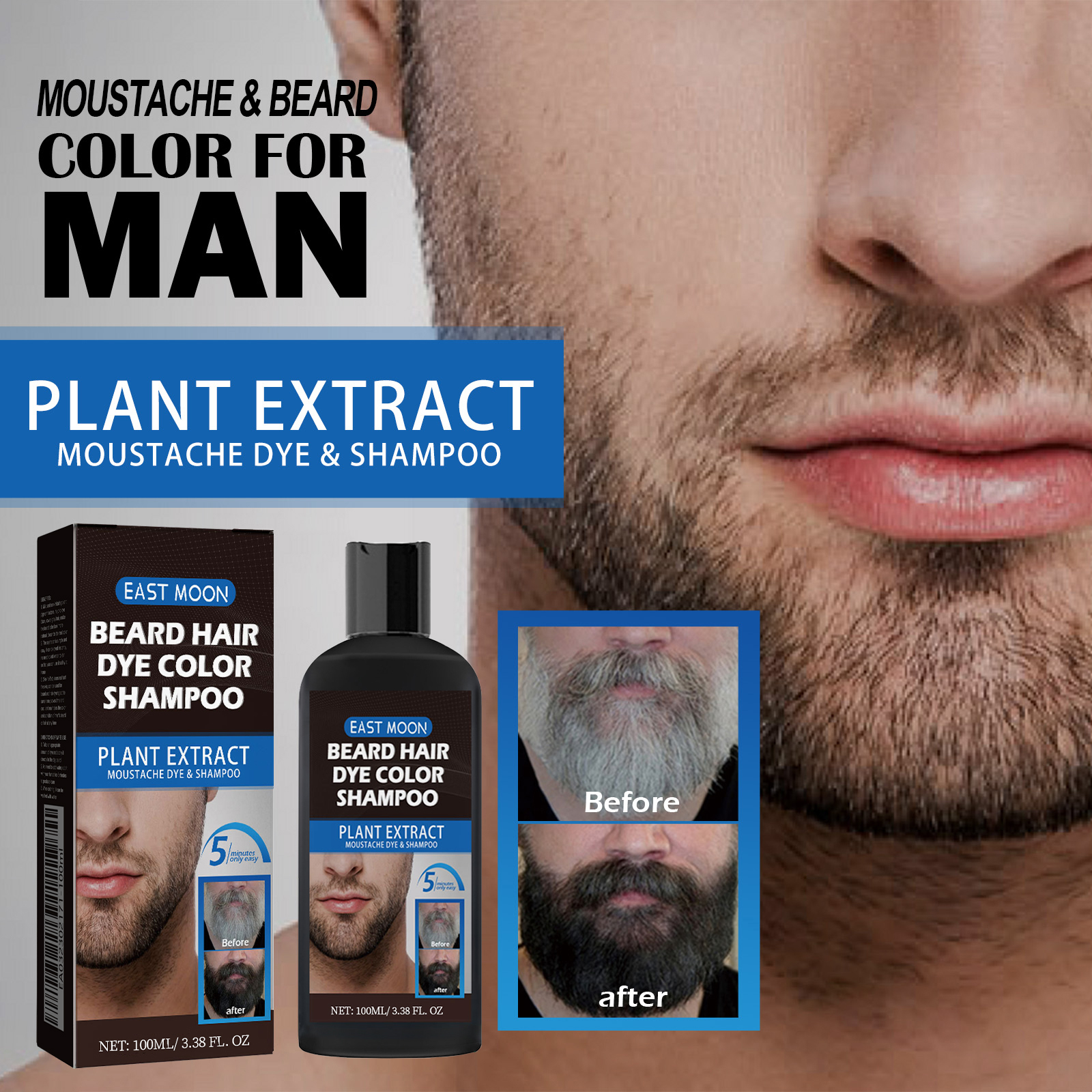 Hair Care Long Hair - 100Ml Beard Dye Care Shampoo Strengthening