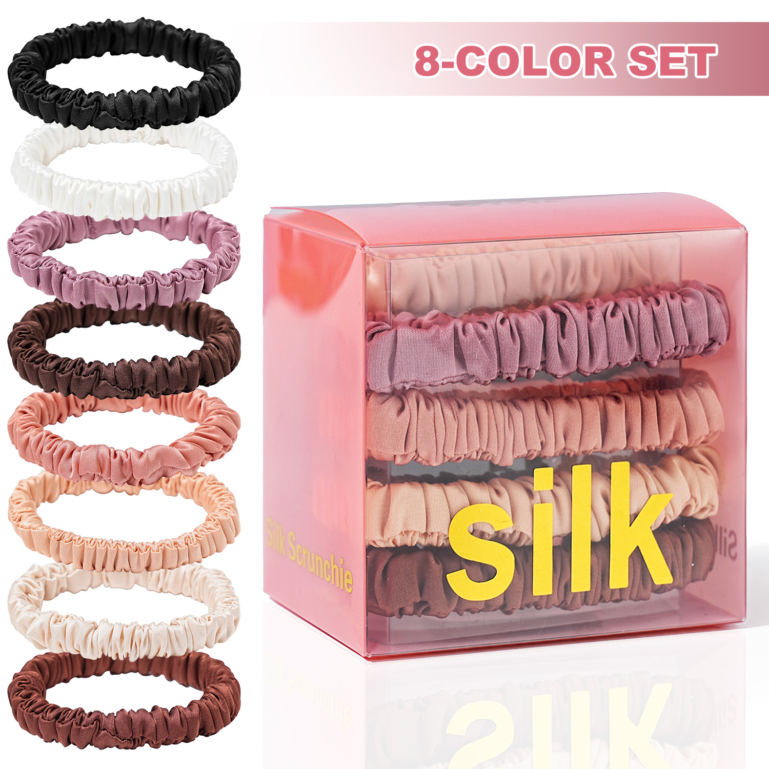 Hair Care Gift Set - 8PCS/Set 100% Pure Mulberry Silk Hair