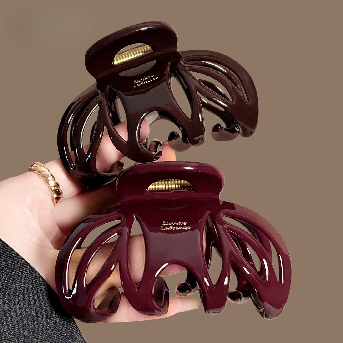 Vvintage Red Black Color Pumpk – Hair Clip Claw Large recenzja i cena
