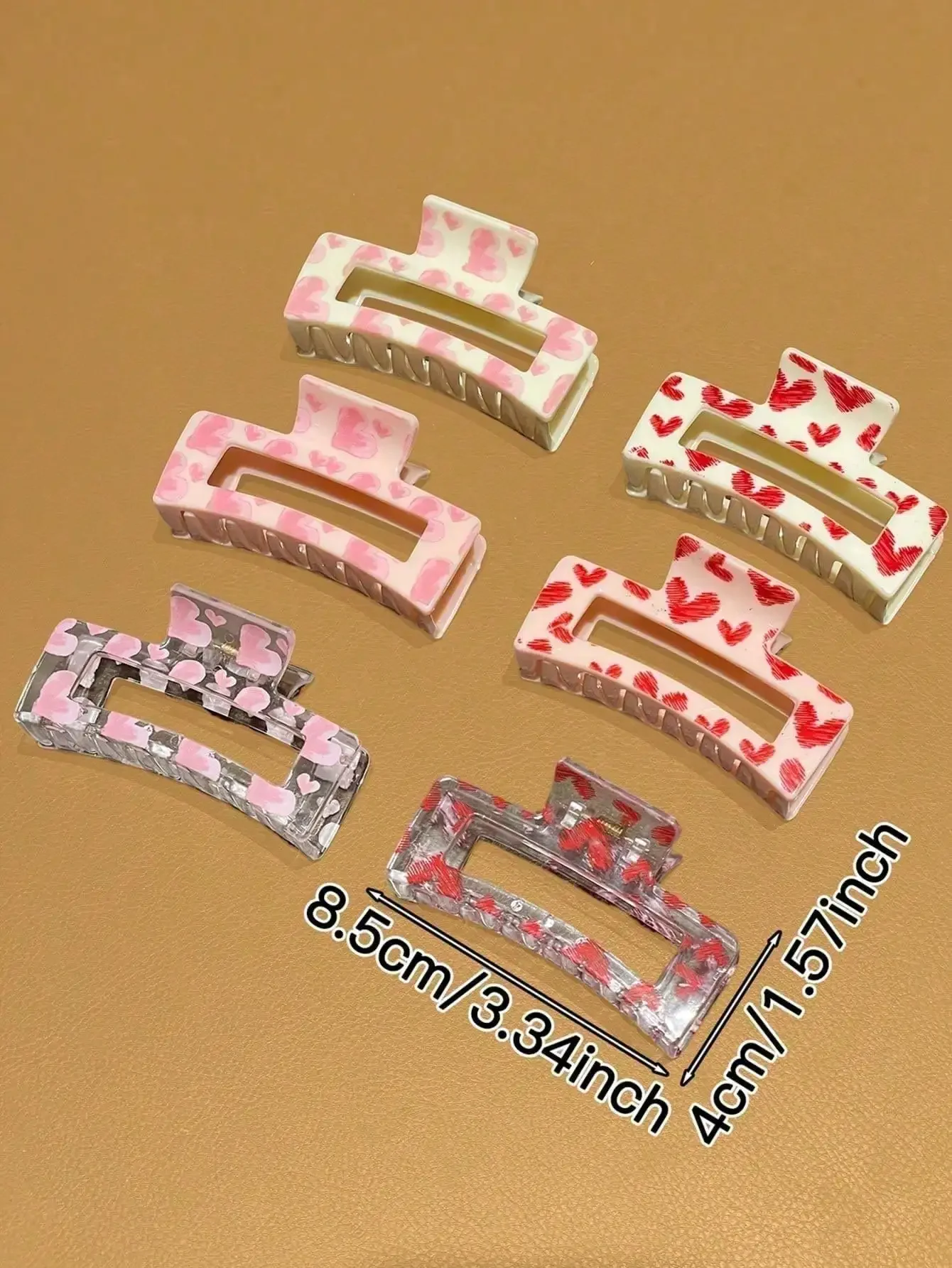 6Pcs Y2K Pink Heart Hair Claw  – Hair Clip Claw Large recenzja i cena