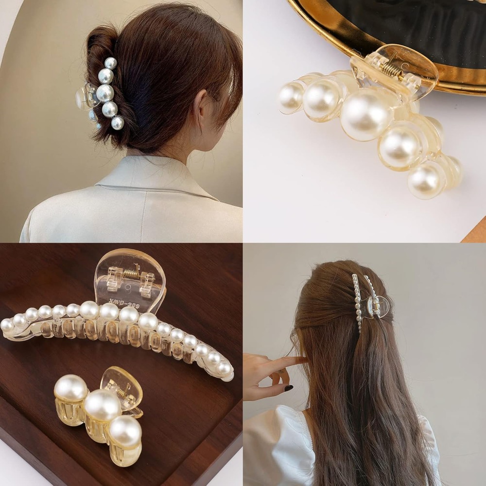4 Pack Large Pearl Hair Claw C – Hair Clip Claw Large recenzja i cena