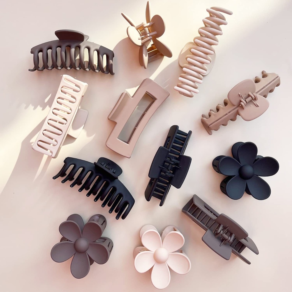12Pcs Neutral Tone Plastic Hai – Hair Clip Claw Large recenzja i cena