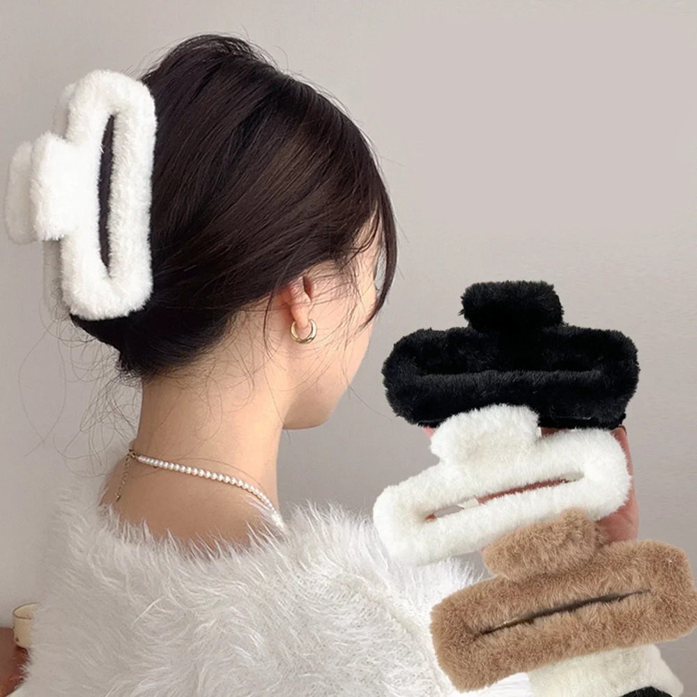 Winter Fluffy Plush Faux Fur B – Hair Clip Claw Large recenzja i cena
