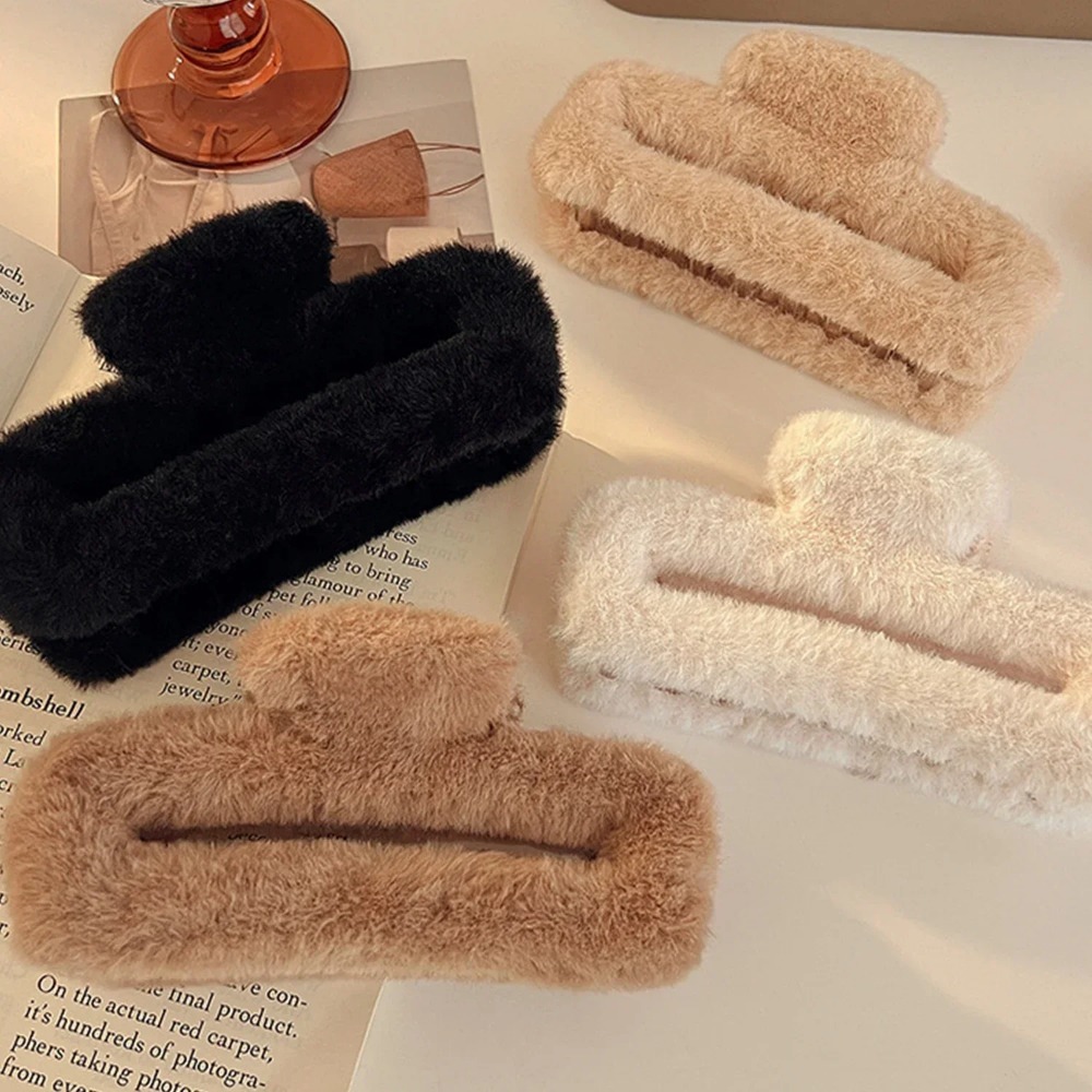 Winter Fluffy Plush Faux Fur B – Hair Clip Claw Large recenzja i cena