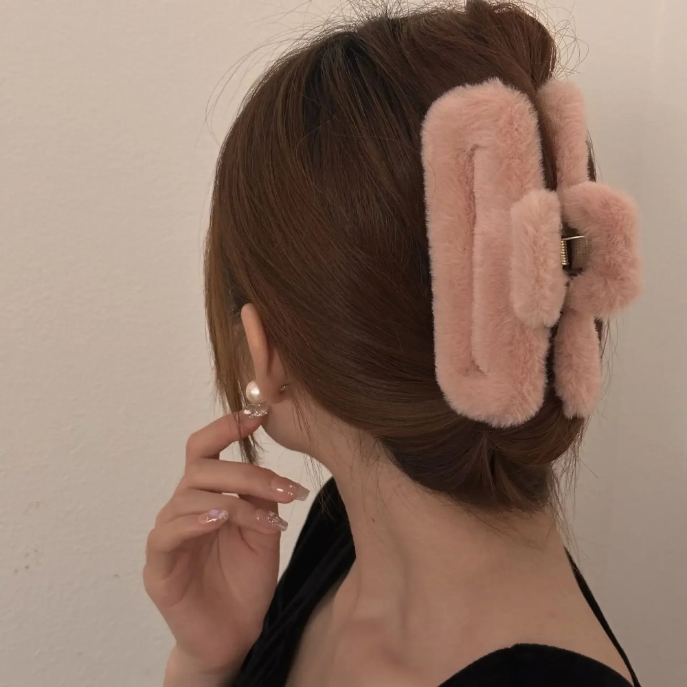 Winter Fluffy Plush Faux Fur B – Hair Clip Claw Large recenzja i cena