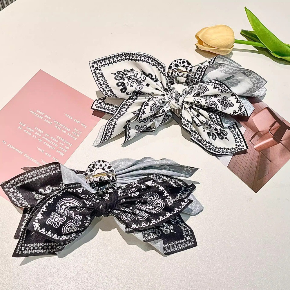 Retro Multicolor Paisley Bow L – Hair Clip Claw Large recenzja i cena