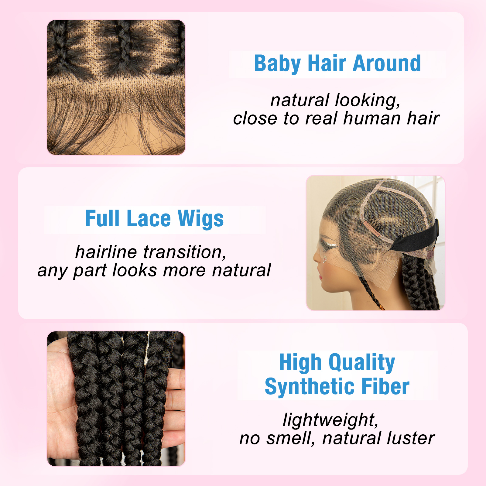 Full lace Cornrow Braided Wigs – Braiding Hair Kanekalon recenzja i cena