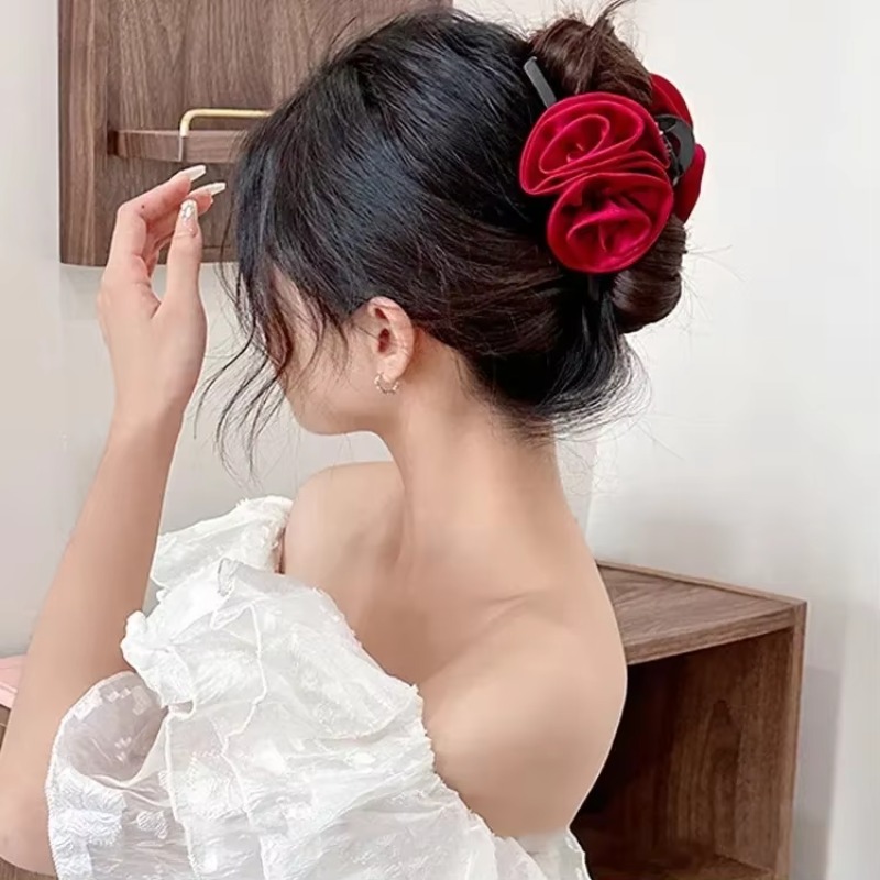 French Big Double Rose Flower  – Hair Clip Claw Large recenzja i cena