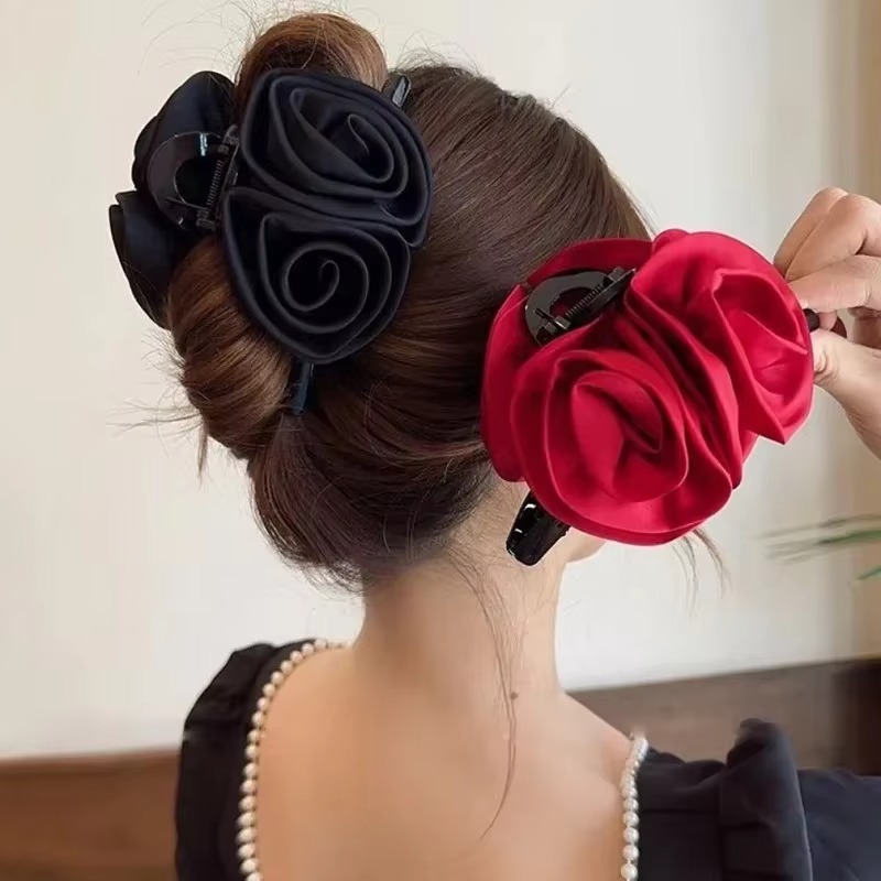 French Big Double Rose Flower  – Hair Clip Claw Large recenzja i cena