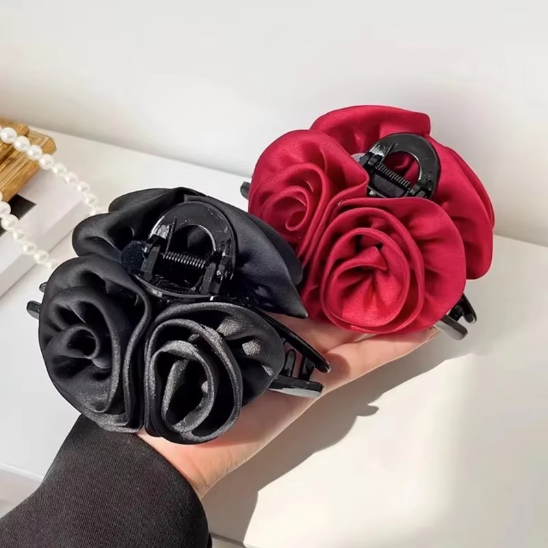 French Big Double Rose Flower  – Hair Clip Claw Large recenzja i cena