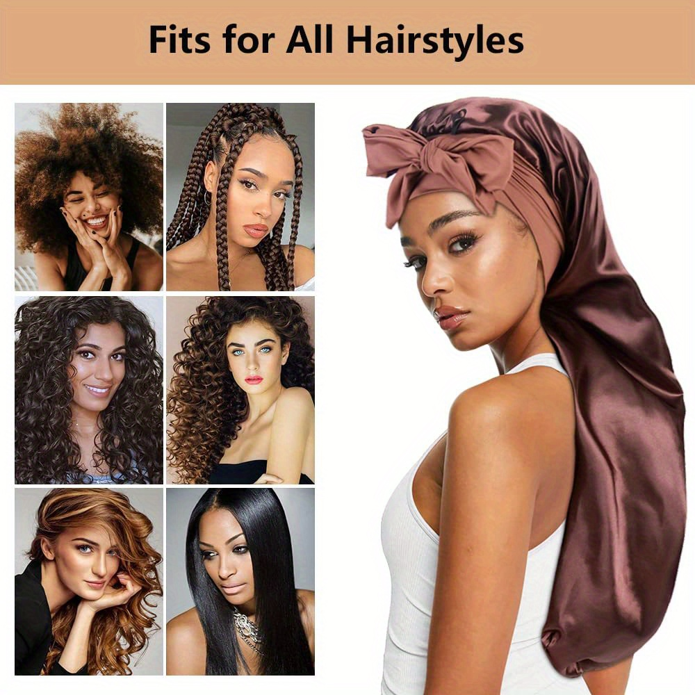 2pcs Extra-Large Satin Bonnets – Hair Care Long Hair recenzja i cena