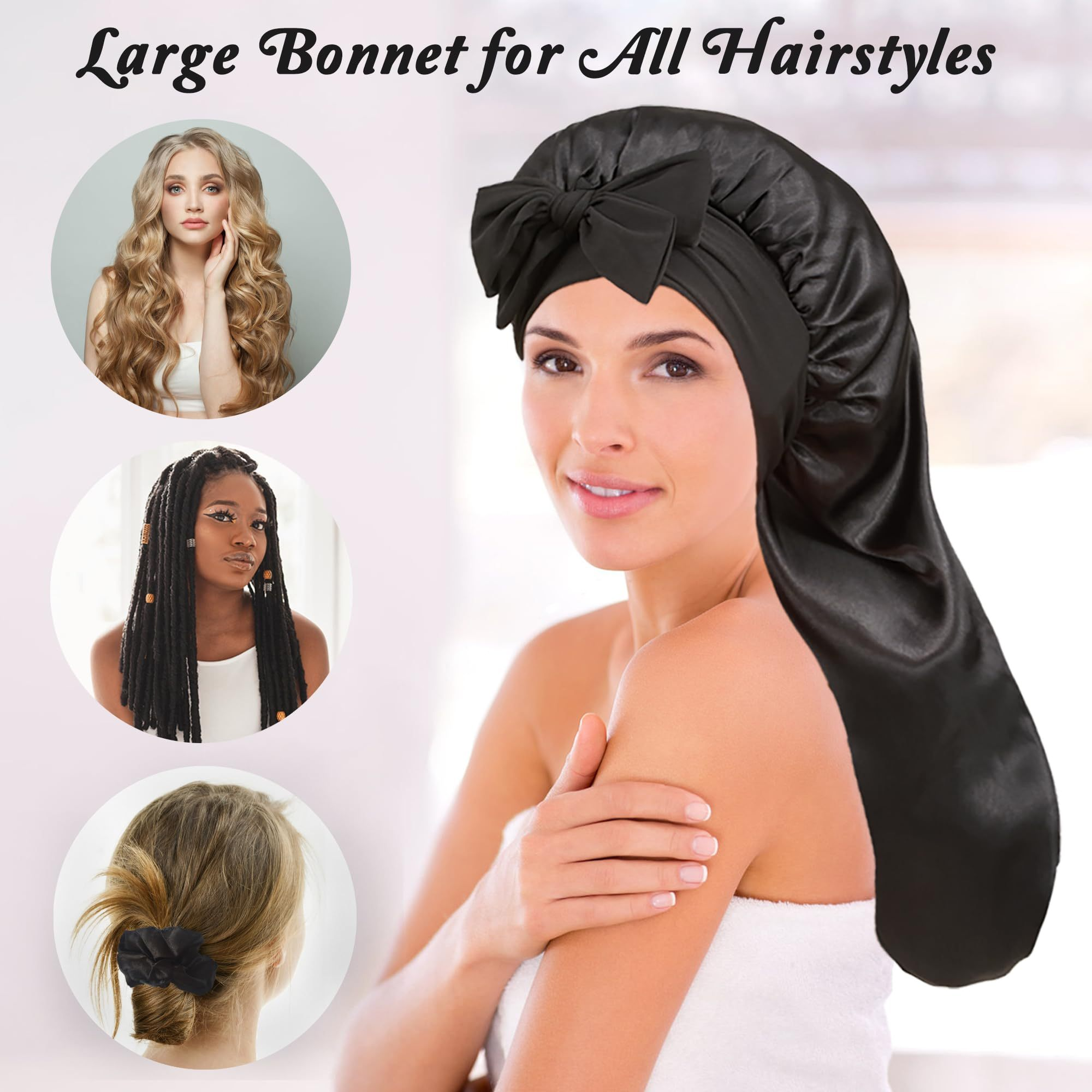 2pcs Extra-Large Satin Bonnets – Hair Care Long Hair recenzja i cena