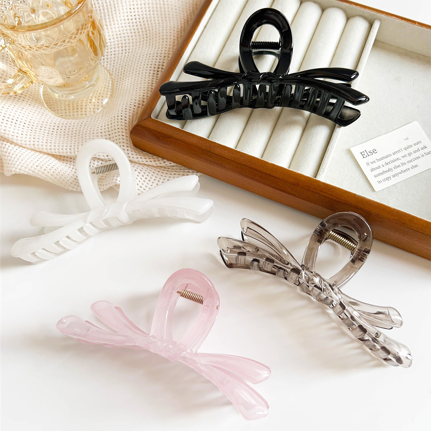 2/4PCS Large Bow Ribbon Hair C – Hair Clip Claw Large recenzja i cena
