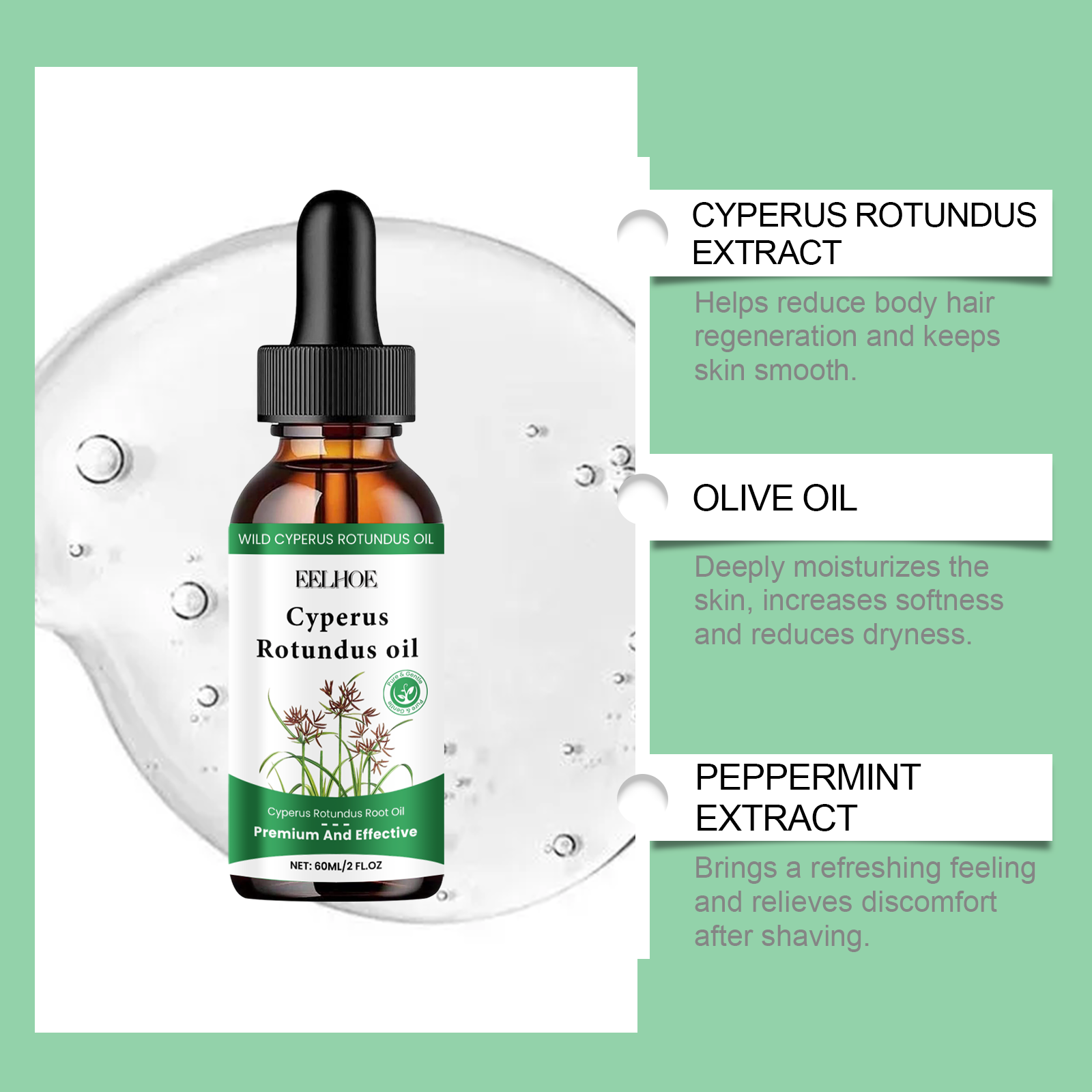 TITOK HOT 60ml Cyperus Rotundu – Hair Care Olive Oil recenzja i cena